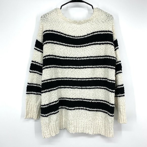 Maurices Sweater Beige Black Stripe Pullover Popcorn Knit - Picture 8 of 11